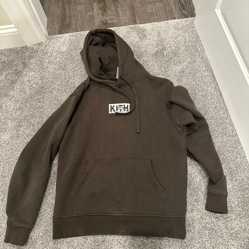 Kith splintered logo hoodie olive black size small